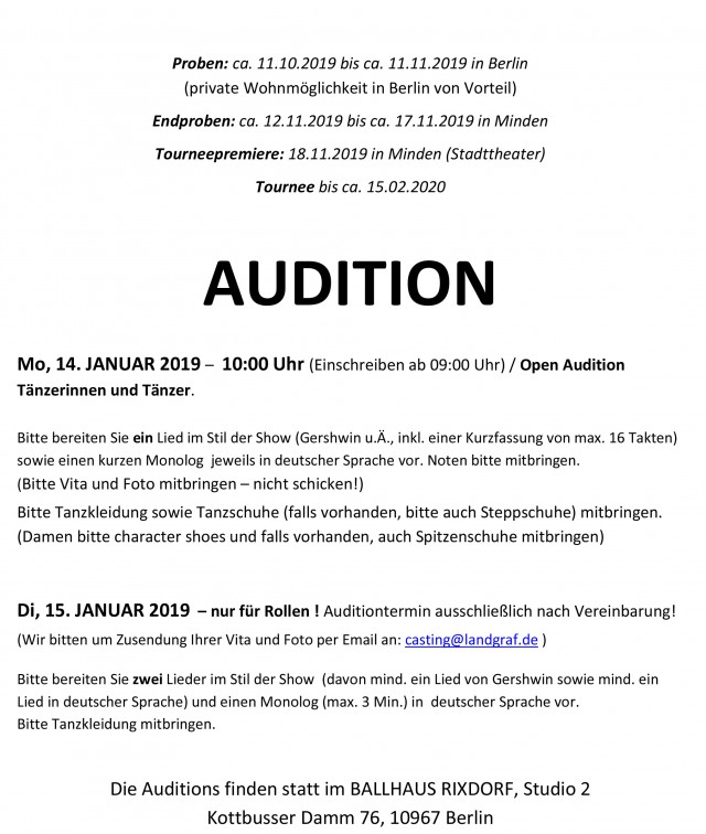 AUDITION AUSSCHREIBUNG AIP Jan19 2