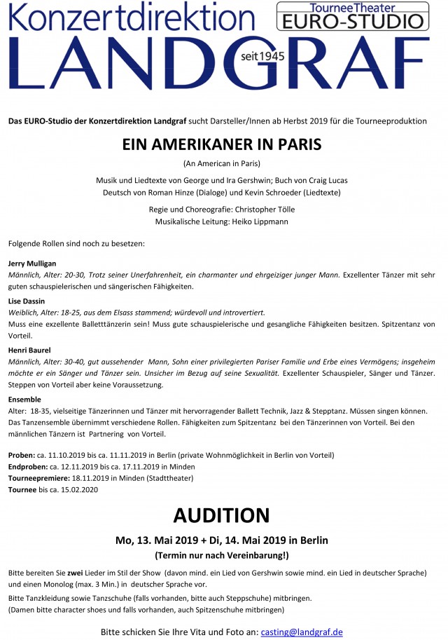AUDITION AUSSCHREIBUNG AIP Mai19