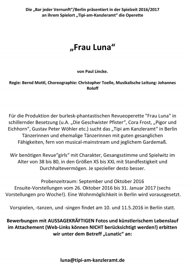 Ausschreibung Luna Tanz
